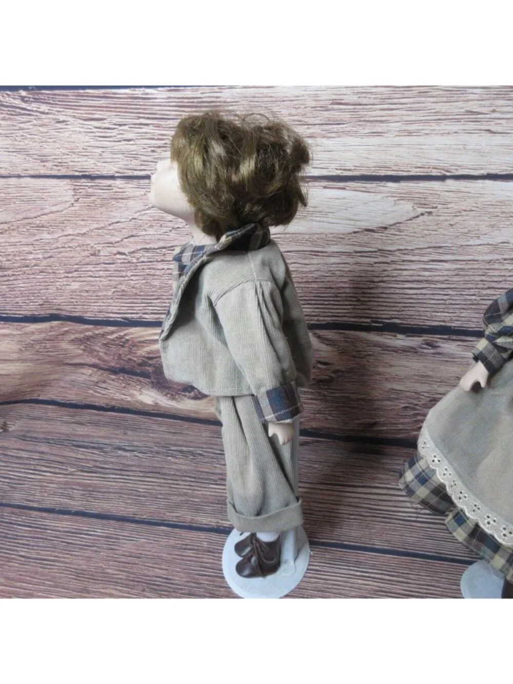 Pair Unique Victorian Kissing Porcelain Dolls Boy & Girl 14